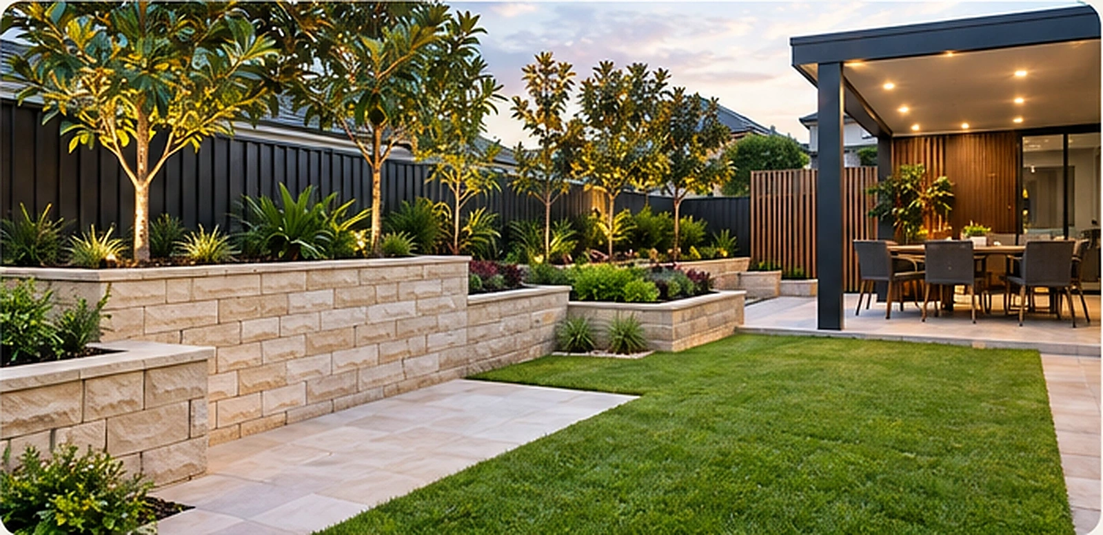 New home landscaping — Retaining walls & planting