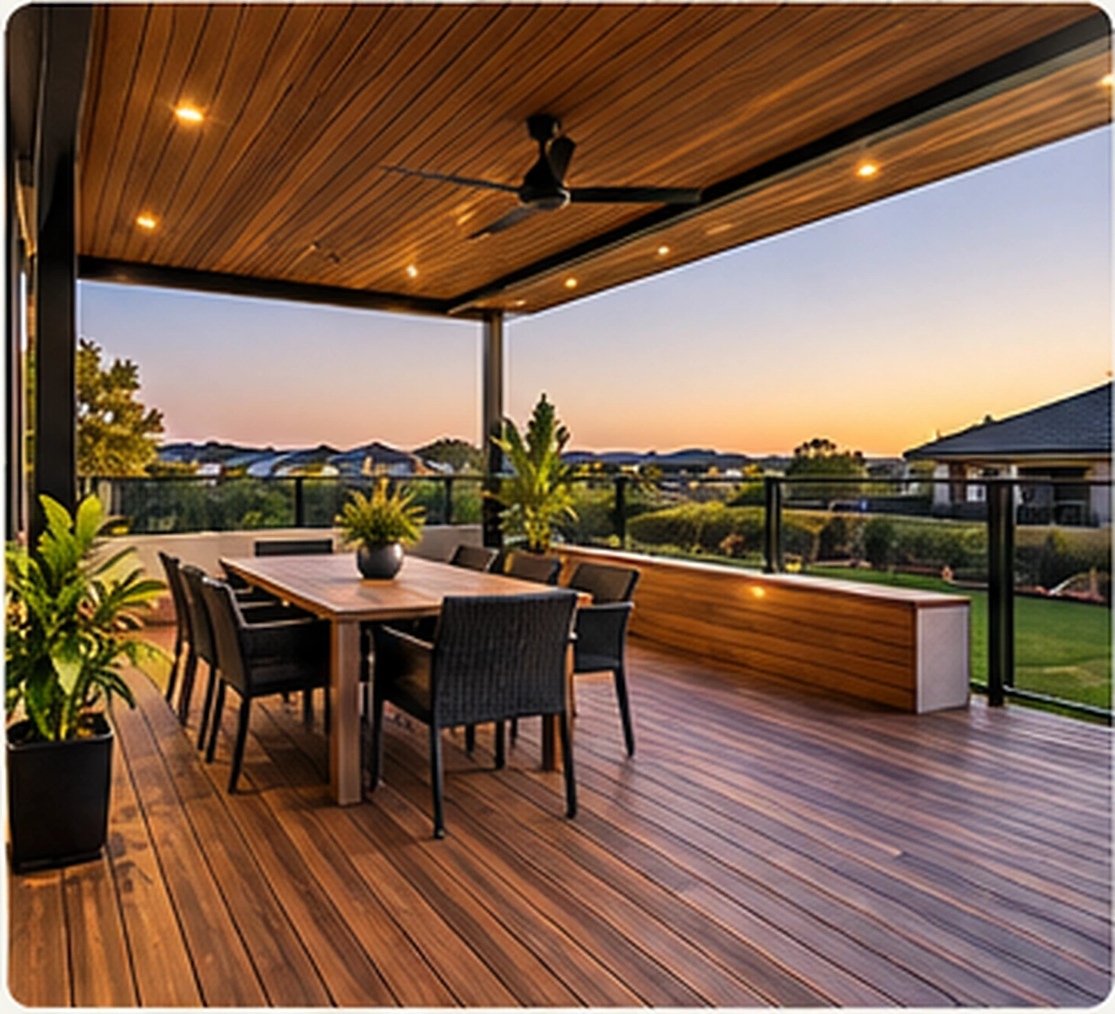 Timber decking with alfresco area