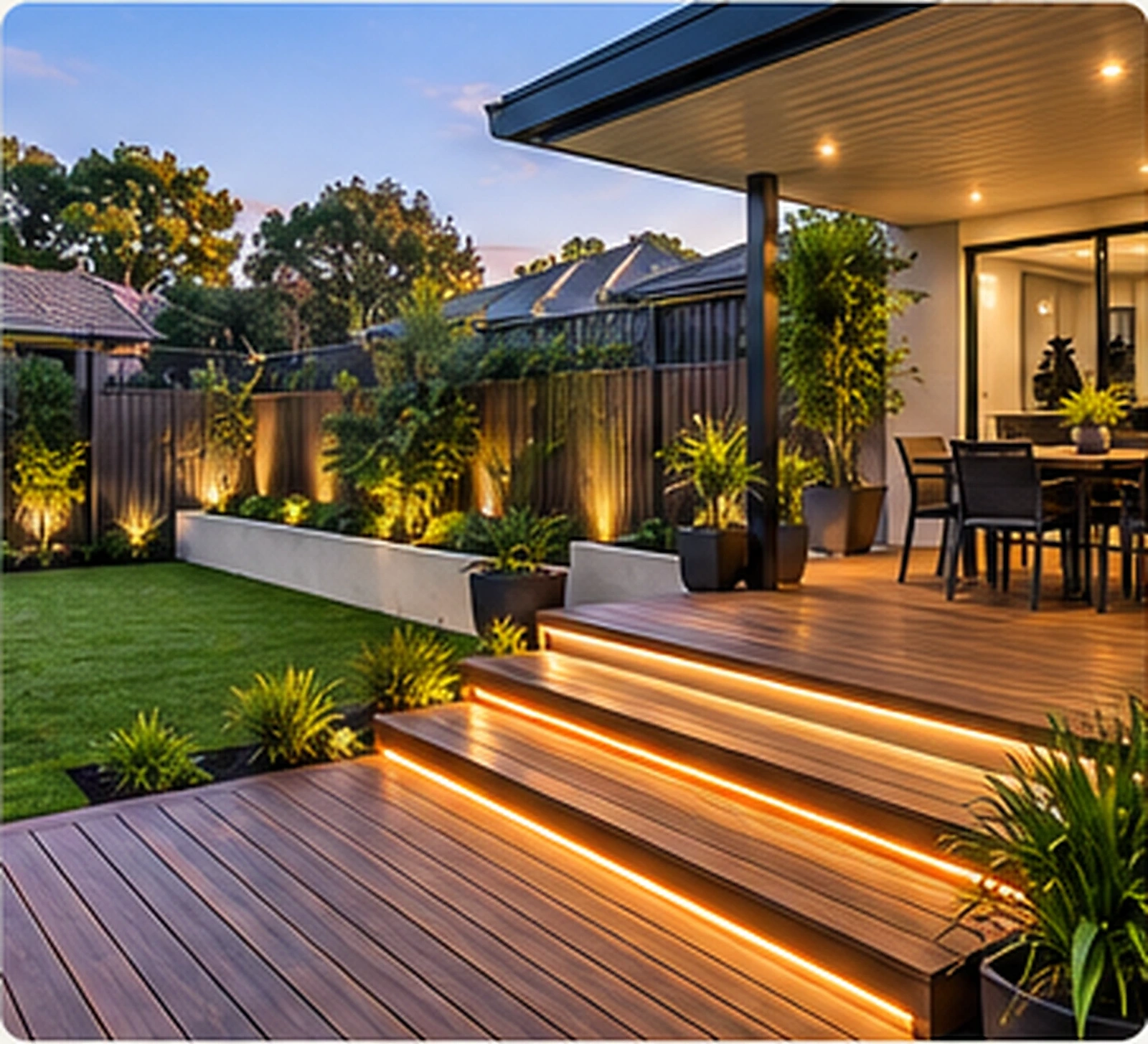 Raised decking with lighting